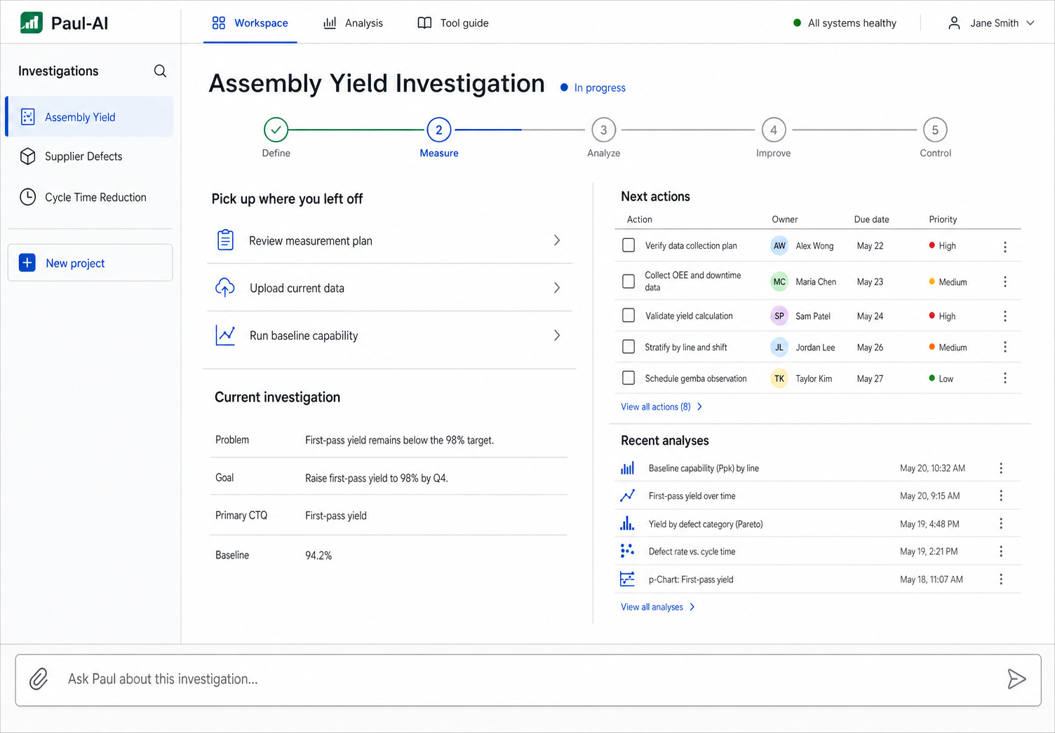 Paul-AI DMAIC investigation workspace